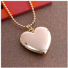 ZJY 1 Pc Heart Shaped Friend Photo Picture Frame Locket Pendant for Necklace Romantic Fashion Silver Rose gold Nice Gift (Color : Rose gold Size : 46cm)