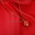 ZJY Chinese Style Photo Lockets S925 Sterling Silver Gold Plated Pendant Lantern Red Agate Necklace for Photo Box Women's Lockets (Color : Red Size : 45cm)