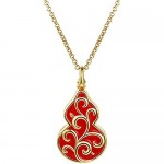 ZJY Gourd Photo Lockets Red Photo Box For Women's Lockets Photo Necklace S925 Sterling Silve Gold-plated Pendant (Color : Red Size : 61CM)
