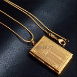 ZJY Photo Lockets Picture Frame Pendant & Necklace For Cross Gold Necklace Photo Box Jewelry 1PC (Color : Gold)