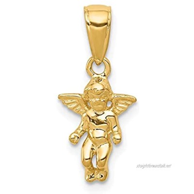 14k Yellow Gold 3d Small Guardian Angel Pendant Charm Necklace Religious Fine Jewellery For Women Gifts For Her