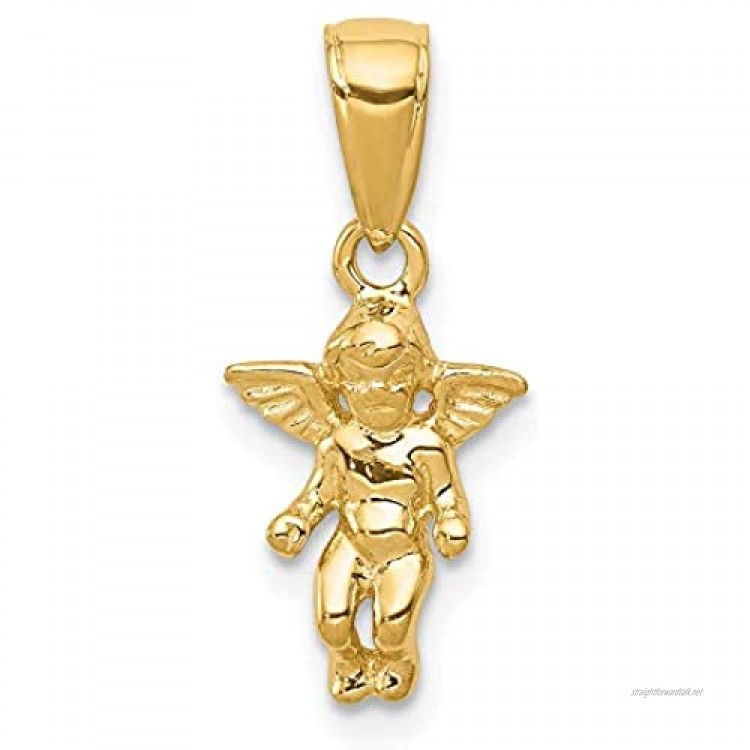 14k Yellow Gold 3d Small Guardian Angel Pendant Charm Necklace Religious Fine Jewellery For Women Gifts For Her