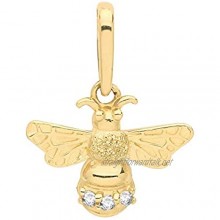 9ct Yellow Gold Cz Small 10x8mm Bumble Bee Charm Pendant