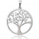 AT Jewellery - 9ct White Gold Filled Tree Of Life CZ Pendant