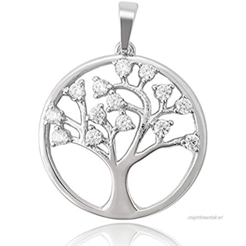 AT Jewellery - 9ct White Gold Filled Tree Of Life CZ Pendant