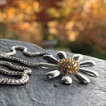 Daisy Pendant Fine Quality Sterling Silver with Gold Plated Centre 30mm in Diameter.