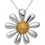 Daisy Pendant Fine Quality Sterling Silver with Gold Plated Centre 30mm in Diameter.