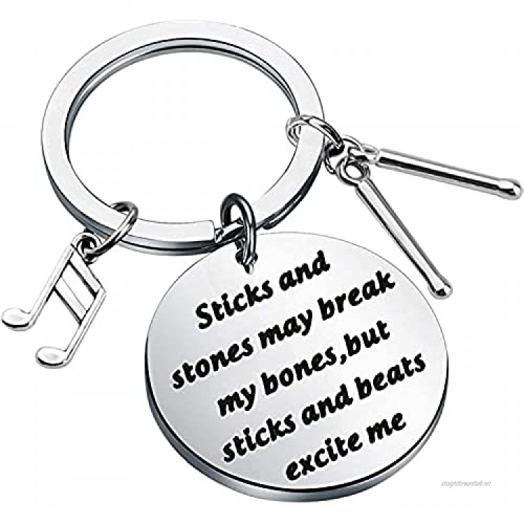 Drum Keychain Drum Kit Gifts Sticks and Beats Excite Me Key Ring Drum Drummer Music Band Percussion Jewelry