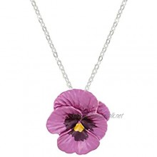 Eternal Collection Pansy Perfection Pink Enamel Silver Tone Flower Pendant