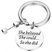 Fitness Gift Weightlifting Keychain She Believed She Could So She Did Keychain Fitness Lovers Gift Friendship Keychain