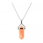 Franki Baker Small Natural Carnelian Gemstone & Sterling Silver Double Point Pendant Necklace. Chain length: 55m