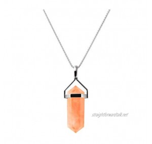 Franki Baker Small Natural Carnelian Gemstone & Sterling Silver Double Point Pendant Necklace. Chain length: 55m