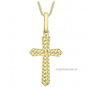 Genuine 9ct Yellow Gold Embossed Cross Pendant Brand New