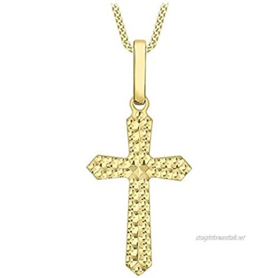 Genuine 9ct Yellow Gold Embossed Cross Pendant Brand New