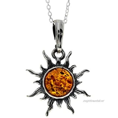 Genuine Baltic Amber & Sterling Silver Star Sun Pendant without Chain - 1764