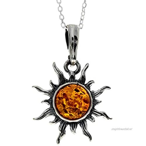 Genuine Baltic Amber & Sterling Silver Star Sun Pendant without Chain - 1764