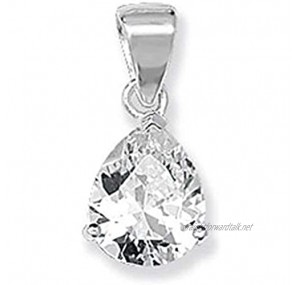 Genuine Sterling Silver Pear Shaped White Cubic Zirconia Pendant Brand New