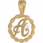 Jewelco London Solid 9ct Yellow Gold Rope Identity Initial Charm Pendant Letter A