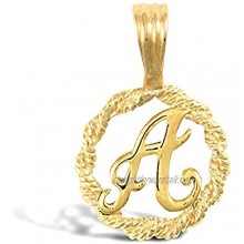Jewelco London Solid 9ct Yellow Gold Rope Identity Initial Charm Pendant Letter A
