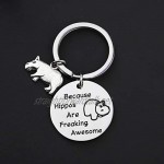 KUIYAI Funny Hippos Jewelry Hippos Lover Gift Because Hippos Are Freaking Awesome Keychain Hippopotamus Jewelry