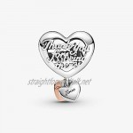 Pandora Thank You Mum Heart Charm Pendant Silver and Rose Gold 789372C00