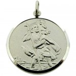 Solid 925 Sterling Silver 18mm Round St Christopher Medal Pendant In Gift Box
