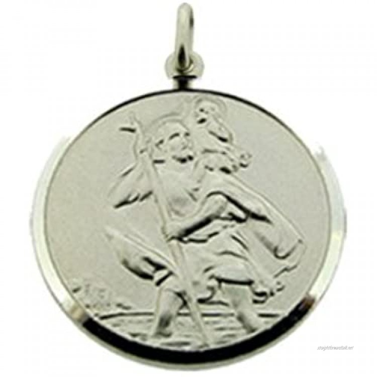 Solid 925 Sterling Silver 18mm Round St Christopher Medal Pendant In Gift Box