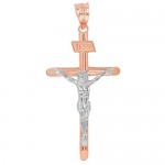 Solid Two-Tone 9 ct Rose Gold and 9 ct White Gold INRI Cross Pendant (1.39)