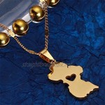 Stainless Steel Map of Guyana Pendant Necklace Gold Color Republic of Guyana Jewelry