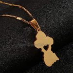 Stainless Steel Map of Guyana Pendant Necklace Gold Color Republic of Guyana Jewelry
