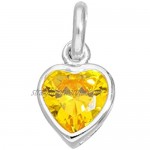 Sterling Silver & Yellow CZ Crystal Heart Charm