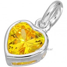 Sterling Silver & Yellow CZ Crystal Heart Charm