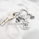 Tennis Makes Me Happy keychain Tennis Jewelry Gifts Tennis Lovers Gifts for Tennis Players Coaches Tennis Teams