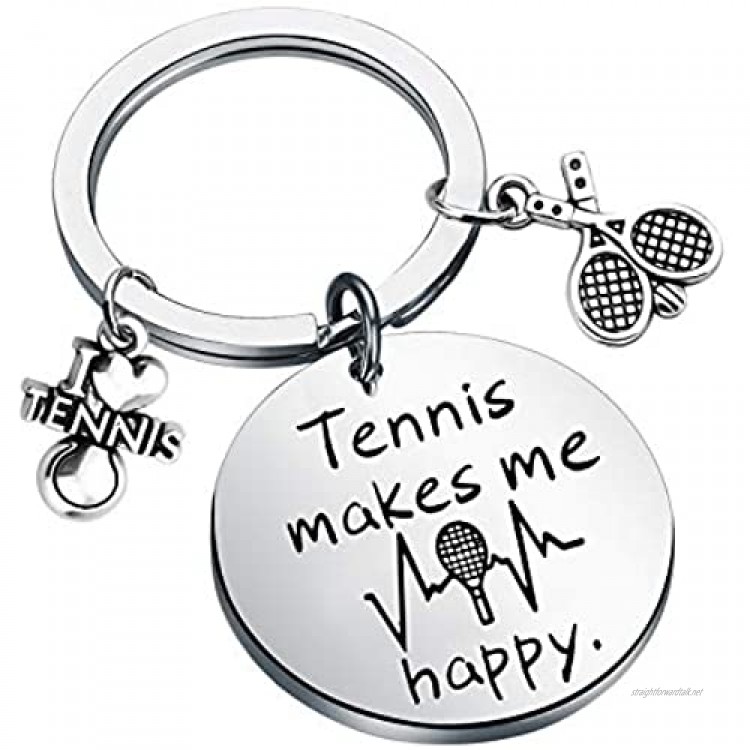Tennis Makes Me Happy keychain Tennis Jewelry Gifts Tennis Lovers Gifts for Tennis Players Coaches Tennis Teams
