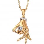 TJC Aquamarine Mudra Hand Pendant Necklace with Chain for Women in Yellow Gold and Platinum Plated 925 Sterling Silver Size 20 Inches Blue Coloured March Birthstone Jewellery