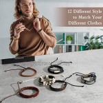 12 Pcs Braided Leather Bracelets for Men Women Adjustable Leather Bracelets Cuff Bracelet