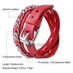 Ailianer Genuine Leather Cuff Bracelet Punk Metal Bracelets Wristbands Adjustable Belt Wrap Bracelet Handmade Jewelry for Men Women