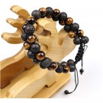 ARZASGO Natural Gemstone Beaded Bracelet Multi-Layer Lava Rock Bangles Braided Rope Bracelets for Men Women's Yoga Meditation Prayer Healing Protection
