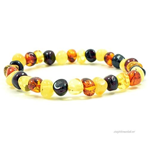 Baltic Amber Bracelet for Adults (Men and Women) made on Elastic Band - 18 cm - Hand-made from Authentic Baltic Amber Beads