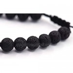 Black Lava Beaded Bracelet 7 Chakras Gem Stone with Braided Rope Men Women Lava Stone Healing Energy Adjustable Bracelets