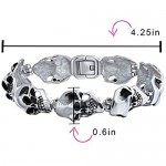 Bling Jewelry Biker Goth Punk Rocker Wristband Link Multi Skull Bracelet for Men Silver Tone Stainless Steel