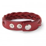 CCBFY Genuine Leather Bracelet Braided Sporty Wide Wristband Punk Jewelry for Men Women red