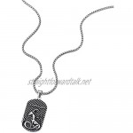 COOLSTEELANDBEYOND Vintage Stainless Steel Horoscope Zodiac Signs Dog Tag Pendant Necklace Oxidized Black with 30 inches Wheat Chain Twelve Constellations Mens Women