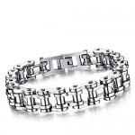 Cupimatch Cool Silver Stainless Steel Motorcycle Biker Chain Bracelet Punk Rock Link Wristband for Men 8.5 (Silver)