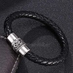 FOXI YOUTH Mens Genuine Leather Braided Band Bracelet Retro Stainless Steel Clasp
