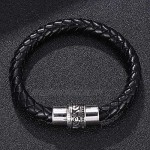 FOXI YOUTH Mens Genuine Leather Braided Band Bracelet Retro Stainless Steel Clasp