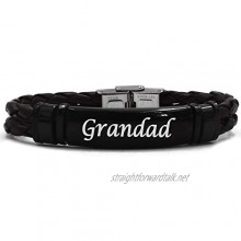 Grandad Bracelet Black Double Leather Bracelet Gifts for dad Personalised dad Bracelet customised Jewellery for Men