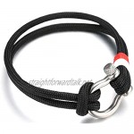 Halukakah ● SAIL ● Men's Nylon Rope Cord Bracelet Multicolor Black/Blue/Red/Rainbow/Camouflage Color Handmade Silver Screw Clasp 8.26/21cm with Free Giftbox