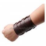HZMAN Mens Leather Wide Triple Strap Cuff Wrap Gauntlet Wristband Buckle Fastening Arm Armor Cuff 4 Rows