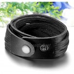 JewelryWe Men's Punk Rock Style Leather Bracelet Tasseled Line Multi-Circle Rope Button Wristband Adjustable(Brown/Black)